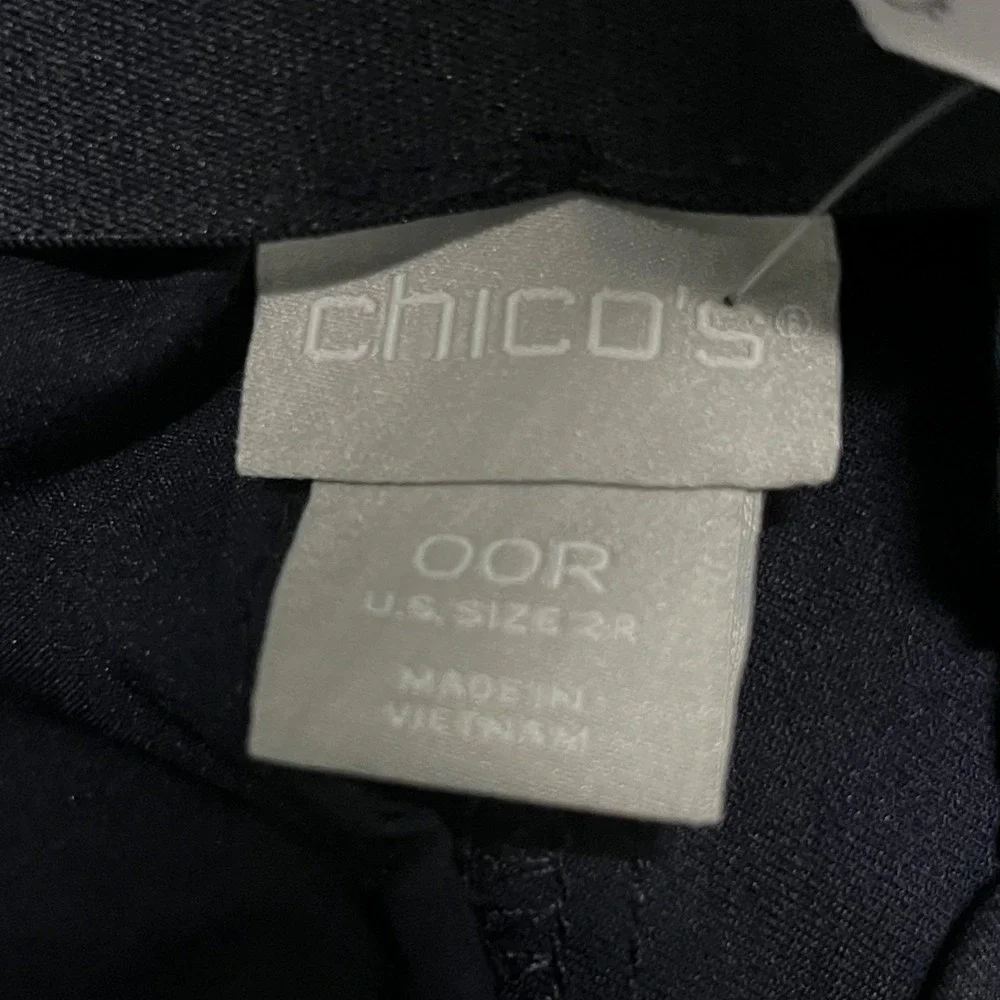 Chicos Pants Size 2R Navy Blue Pull On Ankle Slim Leg Stretch Trousers 3785 - Picture 4 of 9